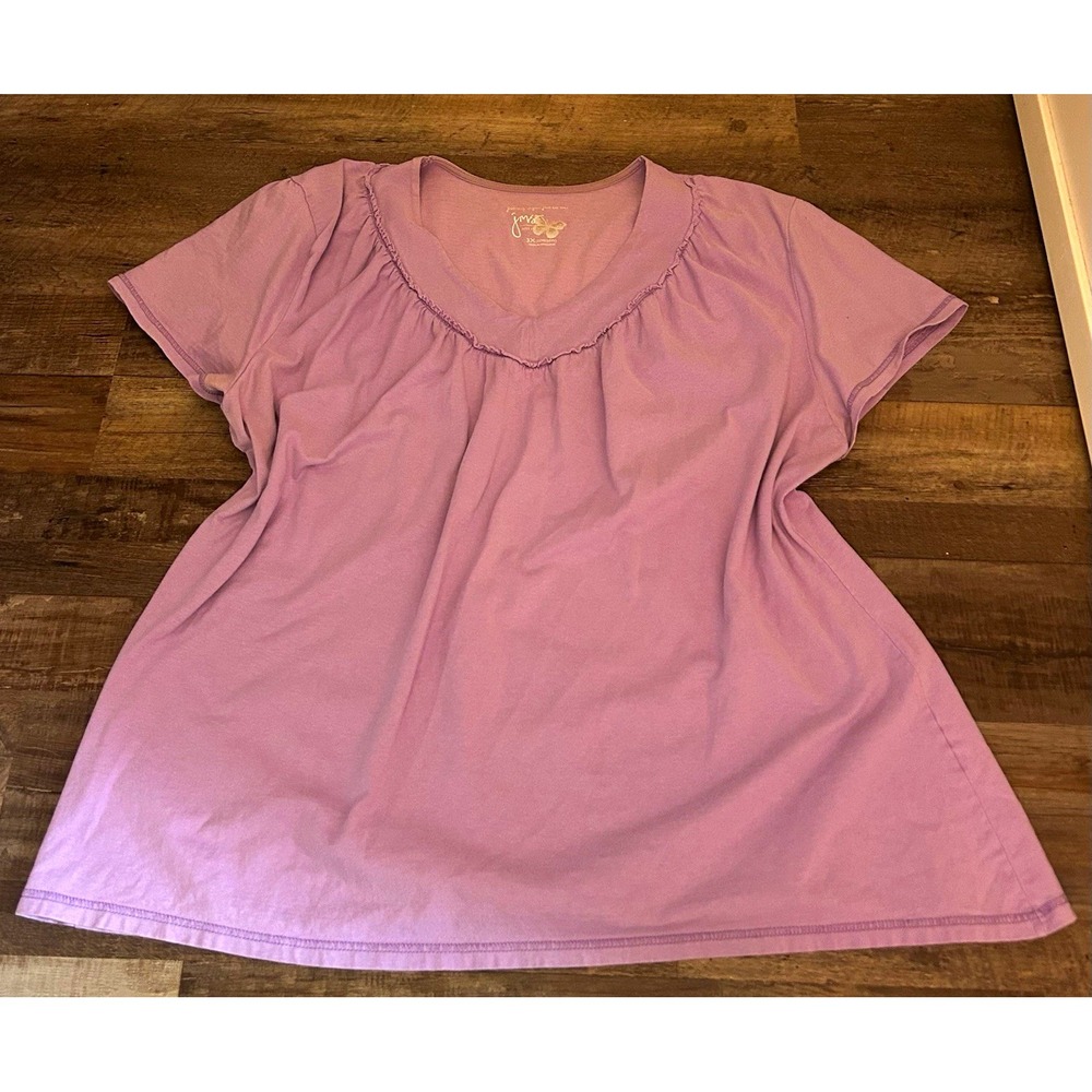 Just My Size Purple Knit T-Shirt Scoop Neck Short Sleeve 3X (22W/24W)